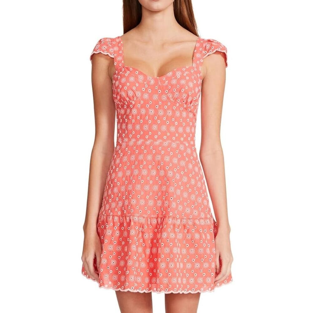 Betsy Johnson Ditsy Cotton Eyelet Bustier Mini Dress Womens Small Spring Summer